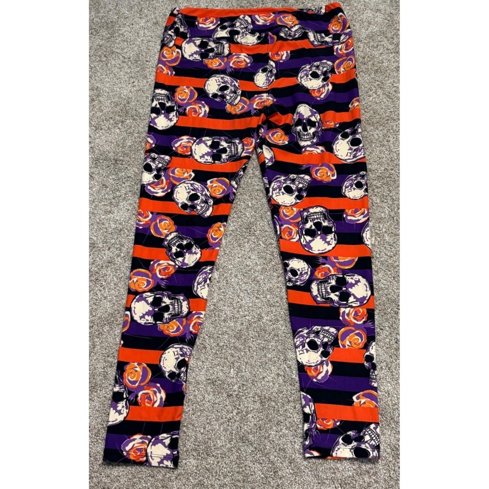 Skull Rose Halloween Goth Whimsy LuLaRoe Leggings Women Tall & Curvy Multi